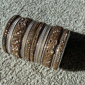 Elegant Gold and Silver Bangle Set